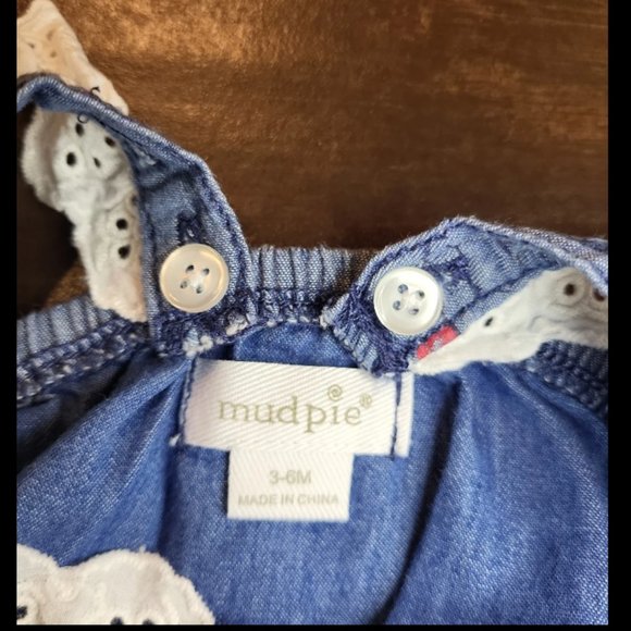 3/6 M Mudpie Blue Ruffle Ocean Sailboat Fish Bubble Romper Onesie - Picture 6 of 7